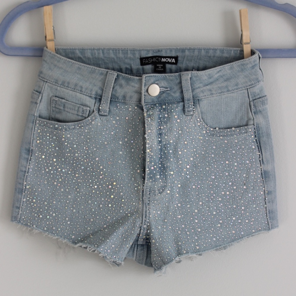 Fashion Nova sparkle denim shorts